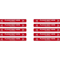 Social Distance Signage<National Marker Walk-On™ Floor Decal, "Please Wait Here," 2.25" x 20", Red/White, 10 (WFS8010)