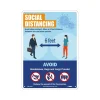 Social Distance Signage<National Marker Wall Sign, "Social Distancing," Plastic, 14" x 10", Blue/Orange (M0150RB)