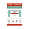 Social Distance Signage<National Marker Wall Sign, "Social Distancing," Plastic, 14" x 10", Green/White/Red (M0148RB)