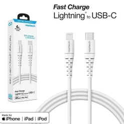 Power Cables<Naztech 14138 4 ft. Fast Charge MFi Lightning to USB-C Cable, White