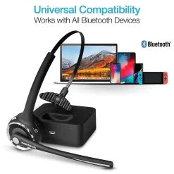 Naztech Wireless Noise Canceling Bluetooth On Ear Headset, Black (15183)* Headsets