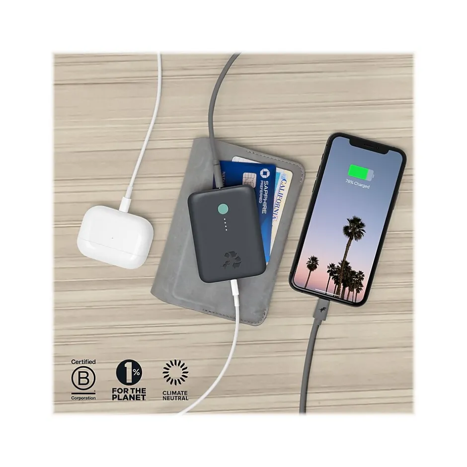 Nimble CHAMP USB Type-A/Type-C Power Bank for Most Smartphones, 10000mAh, Charcoal (NB-CPC-10K-PD-GRY)