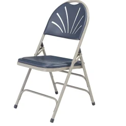 NPS 1100 Series Deluxe Fan Back With Triple Brace Double Hinge Folding Chair, Dark Blue, 4 (1115/4) Folding & Stacking