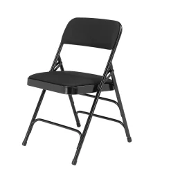 Outlet NPS 2300 Series Fabric Padded Triple Brace Double Hinge Premium Folding Chairs, Midnight Black/Black, 100 Pack (2310/100) Folding & Stacking