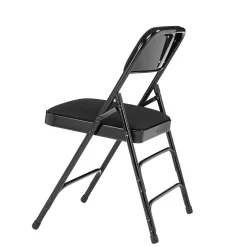 Outlet NPS 2300 Series Fabric Padded Triple Brace Double Hinge Premium Folding Chairs, Midnight Black/Black, 100 Pack (2310/100) Folding & Stacking