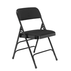NPS 2300 Series Fabric Padded Triple Brace Double Hinge Premium Folding Chairs, Midnight Black/Black, 4 Pack (2310/4) Folding & Stacking