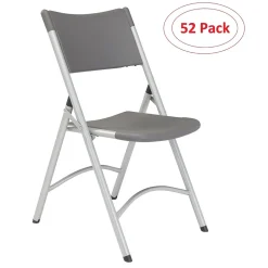 Clearance NPS 600 Series Heavy Duty Plastic Folding Chair, Charcoal Slate, 52 Pack (620/52) Folding & Stacking