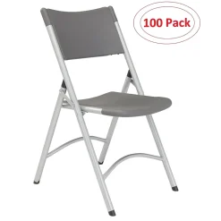 Outlet NPS 600 Series Heavy Duty Plastic Folding Chair, Charcoal Slate, 100 Pack (620/100) Folding & Stacking