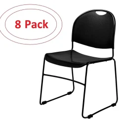 NPS Commercialine 850 Series Ultra Compact Stack Chair, Black, 8 Pack (850-CL/8) Folding & Stacking