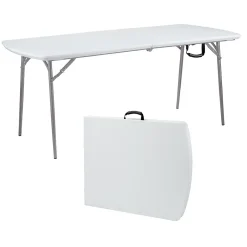 Discount NPS Heavy Duty Fold-in-Half Table, 30 x 72, Speckled Gray (BMFIH30721) Folding Tables