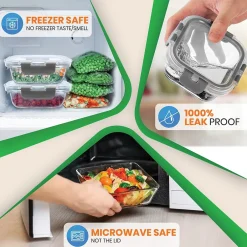 Food Storage Containers<Nutrichef Stackable Borosilicate Glass Food Storage Containers Set, 24-Piece (NCGLGY)