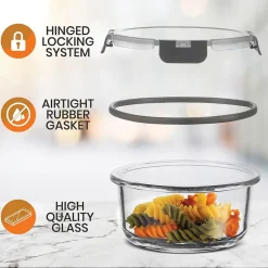 Food Storage Containers<Nutrichef Stackable Borosilicate Glass Food Storage Containers Set, 24-Piece (NCGLGY)