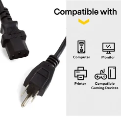 Power Cables<NXT Technologies 6' Desktop/Monitor Power Cord, Black (NX29759)