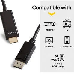 Hdmi Cables<NXT Technologies ™ 6' DisplayPort/HDMI Audio/Video Cable, Male to Male, Black (NX51760)