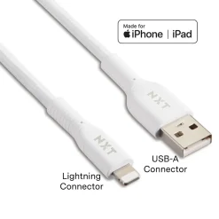 NXT Technologies ™ 10 Ft. Braided Lightning to USB Cable, White (NX60463)