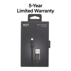 NXT Technologies 4 Ft. Braided USB-A to Micro-USB Charging Cable for Samsung/Android, Black (NX54334)