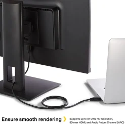 Hdmi Cables<NXT Technologies ™ 8' HDMI 4K Audio/Video Monitor Cable, Male to Male, Black (NX29739)