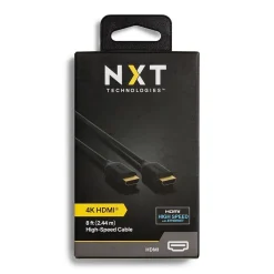 Hdmi Cables<NXT Technologies ™ 8' HDMI 4K Audio/Video Monitor Cable, Male to Male, Black (NX29739)