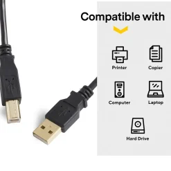 Usb Cables<NXT Technologies ™ 16' USB B to USB A Printer Cable, Male to Male, Black (NX29931)