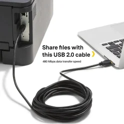 Usb Cables<NXT Technologies ™ 16' USB B to USB A Printer Cable, Male to Male, Black (NX29931)