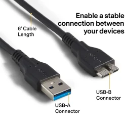 Usb Cables<NXT Technologies 6' USB Type-A Male to Micro-USB Type-B Male, Black (NX29773)
