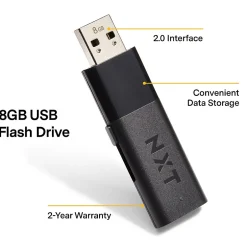 NXT Technologies ™ 8GB USB 2.0 Type A Flash Drive, Black (NX27987-US/CC)* Usb Flash Drives