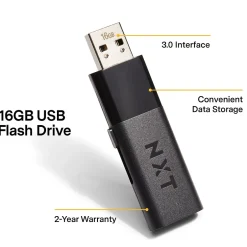 NXT Technologies ™ 16GB USB 3.0 Type A Flash Drive, Black, 10/Pack (NX56890-US/CC)* Usb Flash Drives