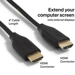 Hdmi Cables<NXT Technologies ™ NX29738 4' HDMI 4K Audio/Video Cable, Male to Male, Black