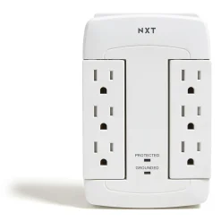 Surge Protectors & Power Strips<NXT Technologies ™ 6-Outlet 2 USB Swivel Wall Tap, 900 Joules (NX54322)