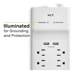 Surge Protectors & Power Strips<NXT Technologies ™ 8-Outlet Plus USB Surge Protector, 6' Cord, 2100 Joules (NX54317)