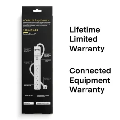 Surge Protectors & Power Strips<NXT Technologies ™ 6-Outlet Plus USB Surge Protector, 4' Cord, 1500 Joules (NX61426)
