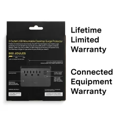 Surge Protectors & Power Strips<NXT Technologies ™ 3-Outlet Plus USB Surge Protector, 5' Cord, 900 Joules (NX61430)