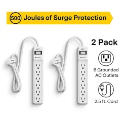 Surge Protectors & Power Strips<NXT Technologies ™ 6-Outlet Surge Protector, 2.5' Cord, 500 Joules, 2/Pack (NX54311)