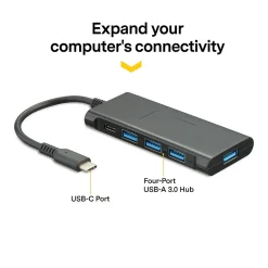 Usb Hubs<NXT Technologies 4-Port USB-C Hub, Black (NX60398)