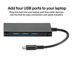 Usb Hubs<NXT Technologies 4-Port USB-C Hub, Black (NX60398)