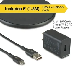 NXT Technologies ™ Qi Wireless Charger with USB-C Cable, Black (NX60454)