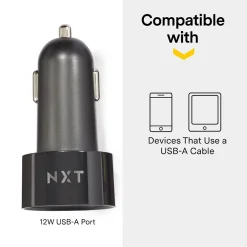 NXT Technologies ™ Universal 1 USB Port Car Charger, Black (NX54335)