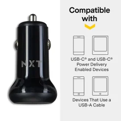 NXT Technologies ™ Universal USB-C Car Charger, Black (NX60450)