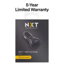 NXT Technologies ™ Universal USB-C/USB-A Car Charger, Black (NX60452)
