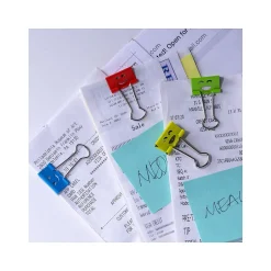 Officemate Smiling Face Small Binder Clips, 0.38" Capacity, Assorted Colors, 42 Clips/Pack (31090)