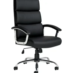 Sale Executive Chair, Luxhide Upholstery, Black, Seat: 21"W x 18"D, Back: 24"H x 19 1/2"W Office Chairs