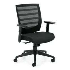 Hot Mid-Back Mesh Fabric Management Chair, Black, Adjustable Arms (OTG11921B) Office Chairs