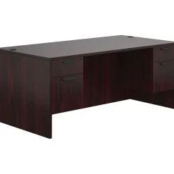 Discount Superior Laminate Double Pedestal Desk, Box/File, American Mahogany, 29.5"Hx71"Wx36"D Office Desks