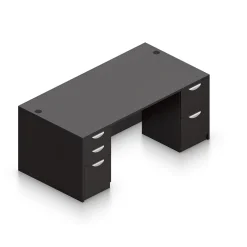 Outlet Superior Laminate Double Pedestal Desk, Box/File, American Espresso, 29.5"Hx71"Wx36"D Office Desks