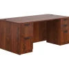 Hot Superior Laminate Double Pedestal Desk, Box/File, American Dark Cherry, 29.5"x71"x36" Office Desks