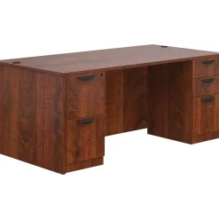Hot Superior Laminate Double Pedestal Desk, Box/File, American Dark Cherry, 29.5"x71"x36" Office Desks