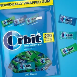 Gum & Mints<Orbit Mint Sugar Free Gum, Assorted Flavors, 13.4 oz., 200 Pieces/Pack, 200/Pack (MMM27955)