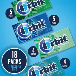 Gum & Mints<Orbit Variety Box Sugar Free Gum, Assorted Flavors, 12.8 oz., 252 Pieces/Pack, 18/Pack (220-00568)