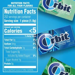 Gum & Mints<Orbit Variety Box Sugar Free Gum, Assorted Flavors, 12.8 oz., 252 Pieces/Pack, 18/Pack (220-00568)
