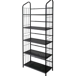 Outlet ® 5 Tier Metal Book Shelf, Black Bookcases
